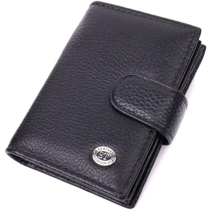 Надежная визитница из натуральной кожи ST Leather 22469 черная