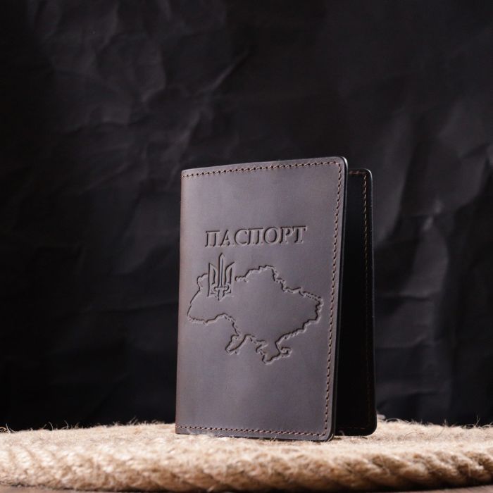 Надійна обкладинка на паспорт у вінтажній шкірі Карта Grande Pelle 16771 коричнева