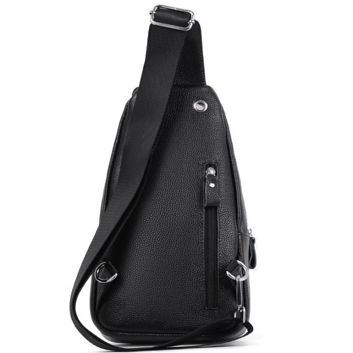 Мужская сумка-слинг кожаная 18х32х7 для прогулок Tiding Bag A25F-5060A черная