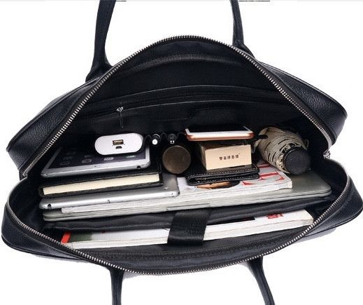 Шкіряна чоловіча сумка-портфель для ноутбука Tiding Bag M364A чорна