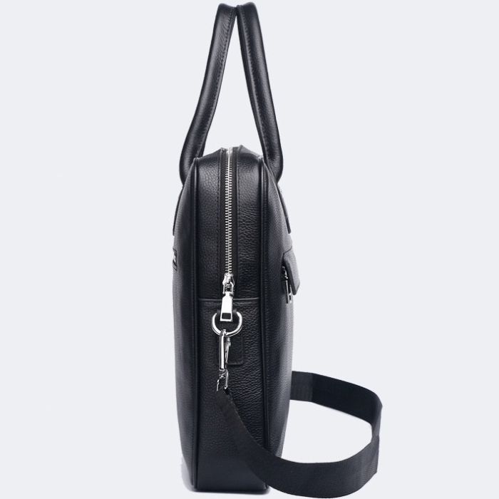 Шкіряна чоловіча сумка-портфель для ноутбука Tiding Bag M364A чорна