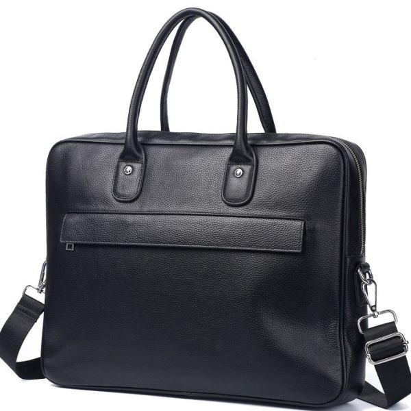 Шкіряна чоловіча сумка-портфель для ноутбука Tiding Bag M364A чорна