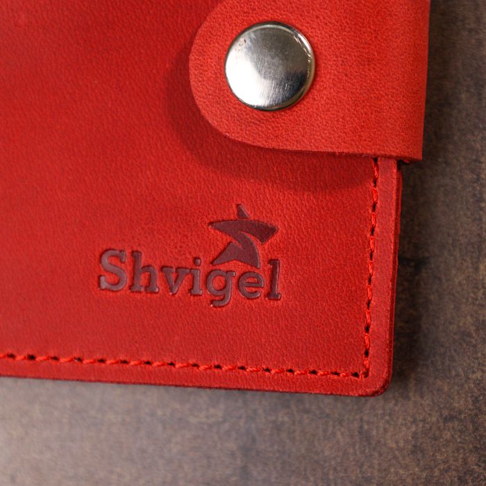 Женское винтажное кожаное портмоне Shvigel 16434 красное