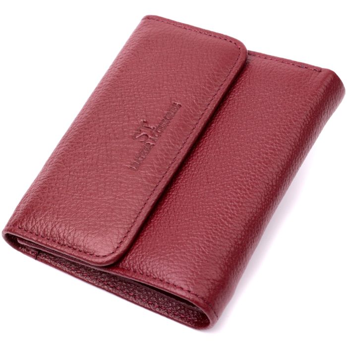 Шкіряний жіночий гаманець з монетницею ST Leather 19492 бордовий