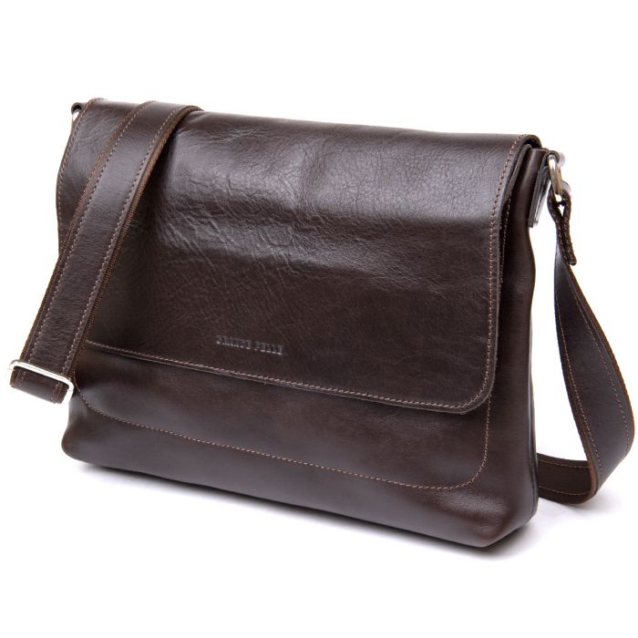 Шкіряна чоловіча сумка Grande Pelle 11430 коричневий