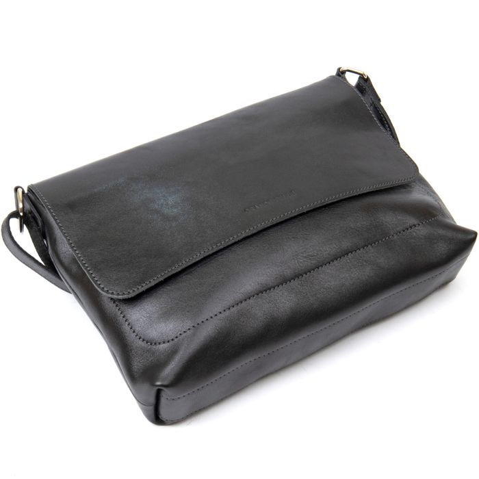 Кожаная мужская прямоугольная сумка Grande Pelle 11429 черный