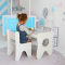 Столик и стульчик для ребенка игральный белый с серым LalaKids
