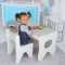 Столик и стульчик для ребенка игральный белый с серым LalaKids