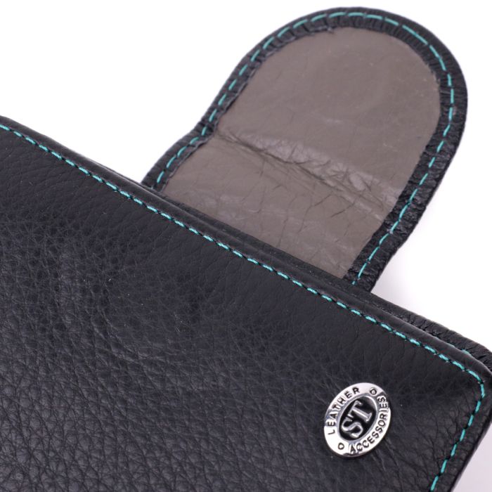 Шкіряний стильний гаманець з монетницею зовні ST Leather 19454 чорний