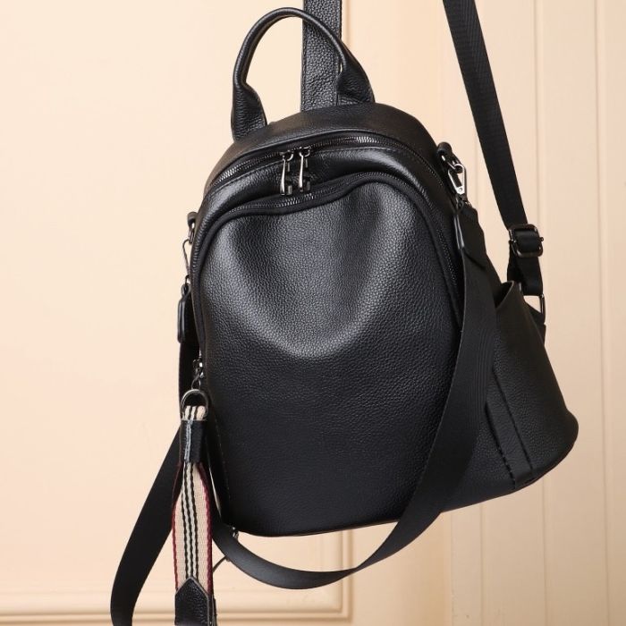Шкіряний жіночий рюкзак міський чорний Olivia Leather 6711