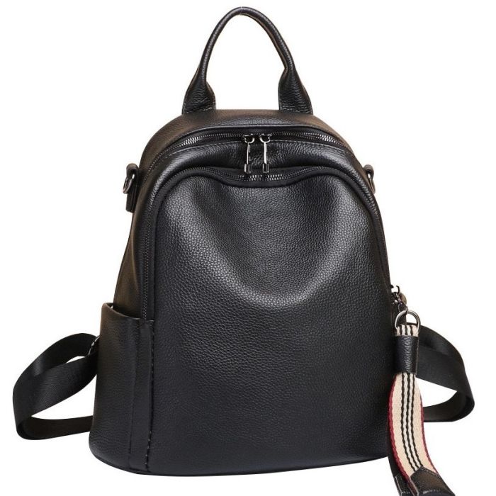 Шкіряний жіночий рюкзак міський чорний Olivia Leather 6711