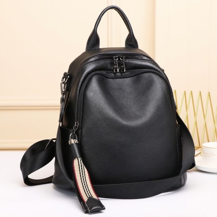 Шкіряний жіночий рюкзак міський чорний Olivia Leather 6711
