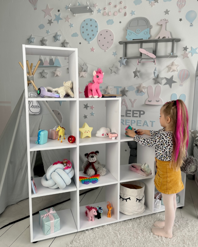 Стелаж-полиця дитяча пірамідка для іграшок та книг LalaKids