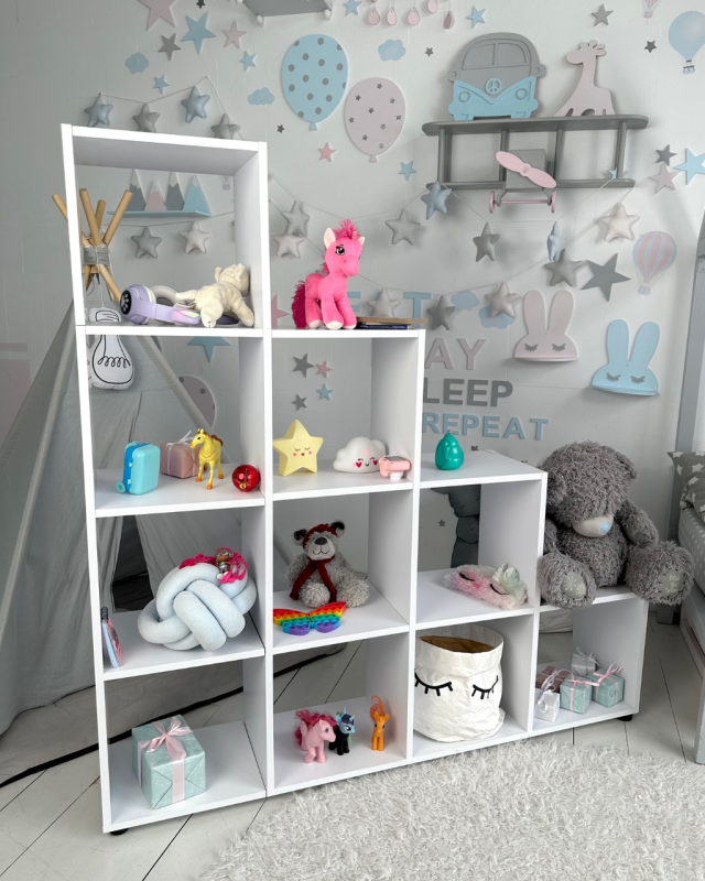 Стелаж-полиця дитяча пірамідка для іграшок та книг LalaKids