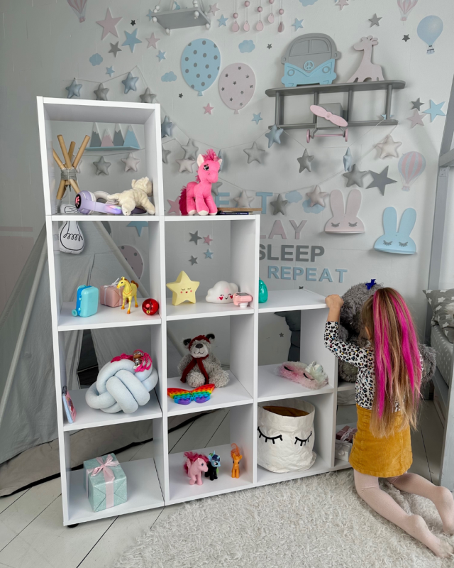 Стелаж-полиця дитяча пірамідка для іграшок та книг LalaKids