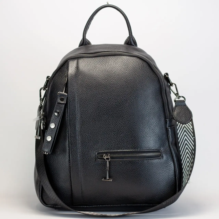 Жіночий шкіряний рюкзак міський чорний 73590 Tiding Bag