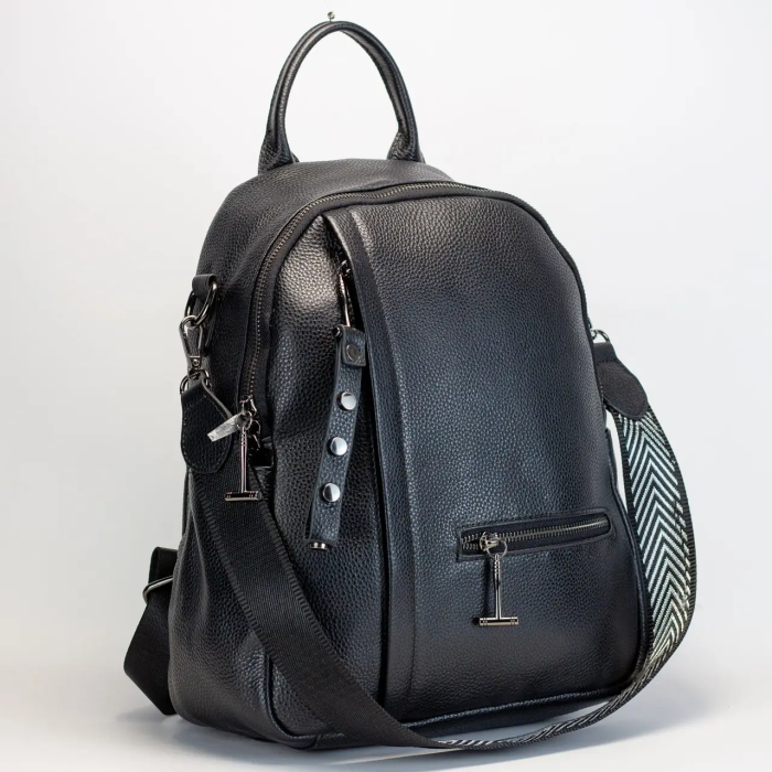 Жіночий шкіряний рюкзак міський чорний 73590 Tiding Bag