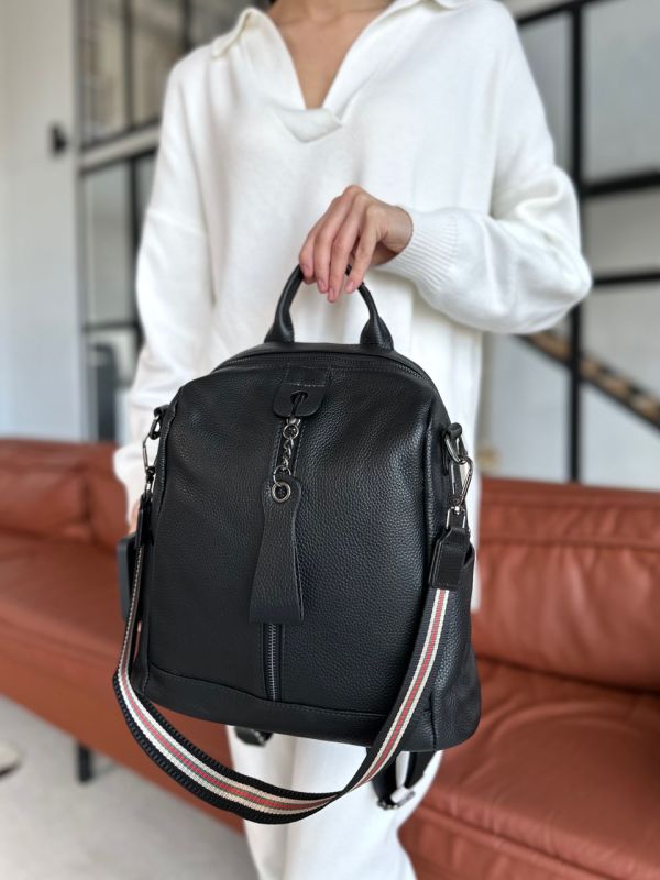 Жіночий рюкзак молодіжний шкіряний міський чорний 73354 Tiding Bag