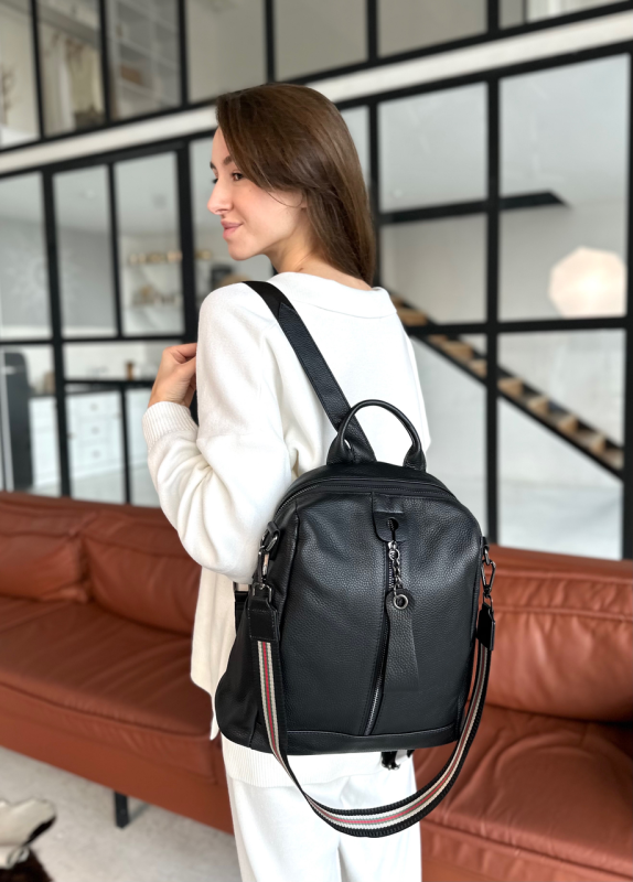 Жіночий рюкзак молодіжний шкіряний міський чорний 73354 Tiding Bag