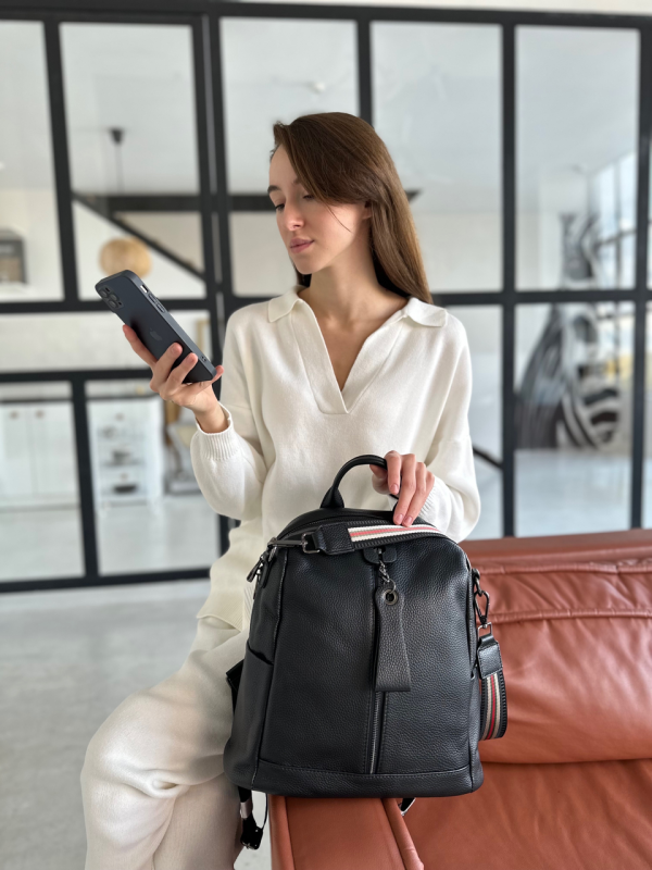 Жіночий рюкзак молодіжний шкіряний міський чорний 73354 Tiding Bag