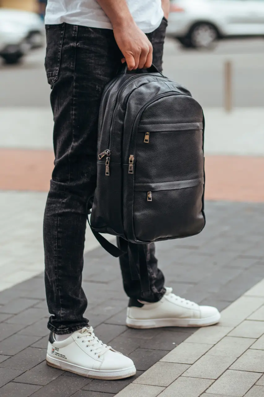 Чоловічий рюкзак для ноутбука та документів з натуральної шкіри Tiding Bag B2-37342A чорний