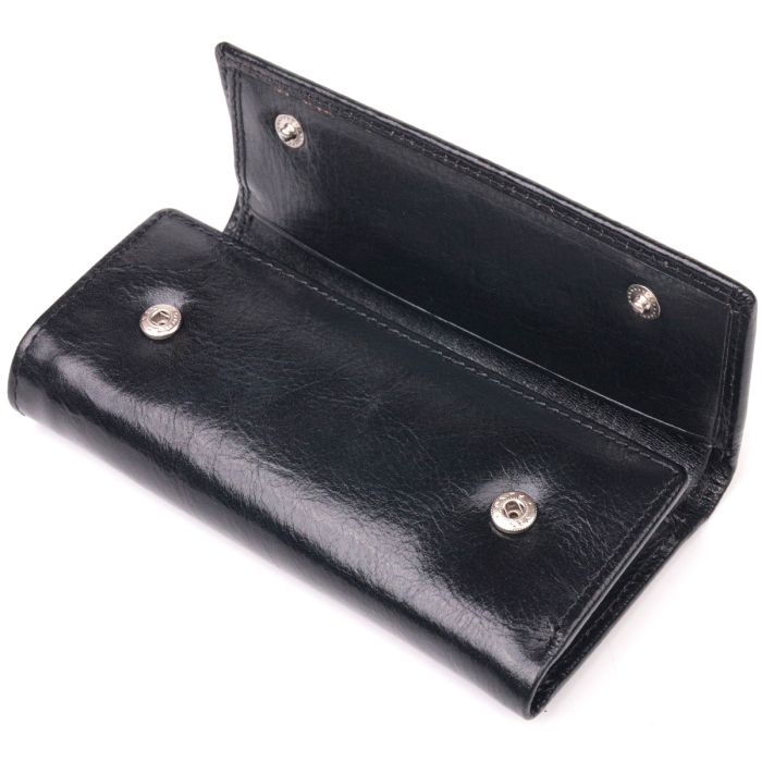 Надійний гаманець-ключниця з натуральної гладкої шкіри ST Leather 19415 чорний