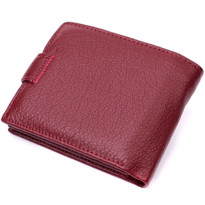 Стильне жіноче портмоне з блоком для карт з натуральної шкіри ST Leather 19472 бордове