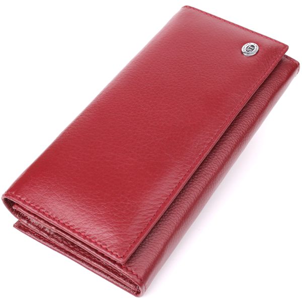 Елегантний гаманець для жінок з монетницею із натуральної шкіри ST Leather 23107 бордовий