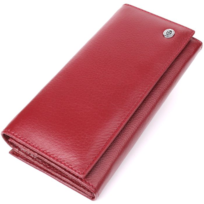 Элегантный кошелек для женщин с монетницей из натуральной кожи ST Leather 23107 бордовый