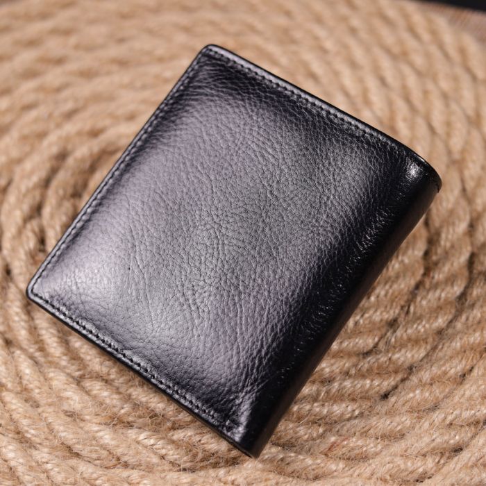 Компактний гаманець для грошей із натуральної гладкої шкіри ST Leather 19418 чорний