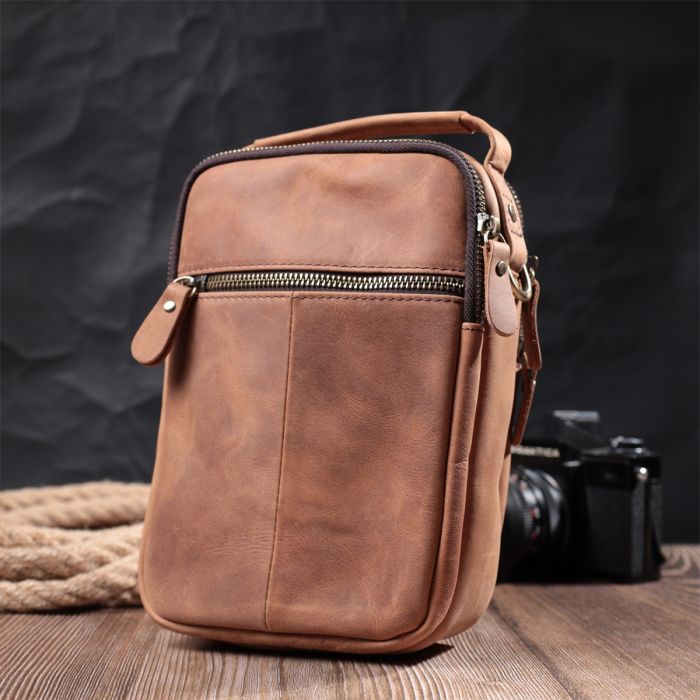 Вінтажна сумка для чоловіків з натуральної шкіри Vintage 22811 коричнева