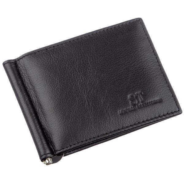 Зажим с монеткой на молнии ST Leather 18948 черный