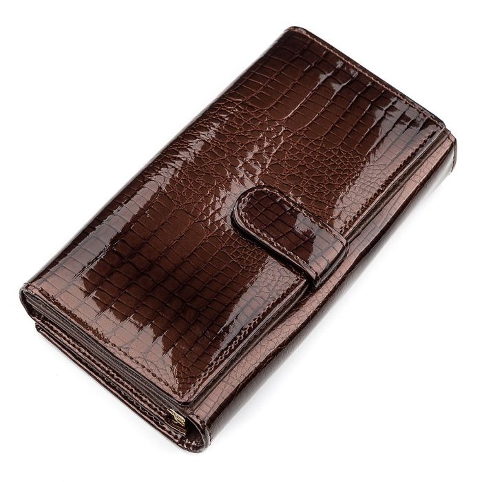 Гаманець жіночий ST Leather 18431 (S9001A) лакована шкіра коричневий