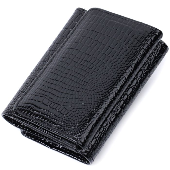 Жіночий стильний гаманець із фактурної натуральної шкіри ST Leather 22732 чорний