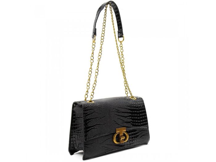 Сумочка на ланцюжку каркасна через плече Lilly P4-6536A чорна