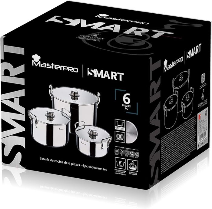 Набір каструль з кришками MasterPro Smart 3,14 / 6,5 / 11,6 л 6 предметів (BGMP-2145)