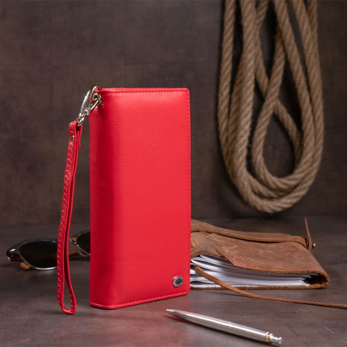 Вертикальний гаманець шкіряний жіночий ST Leather 19275 червоний