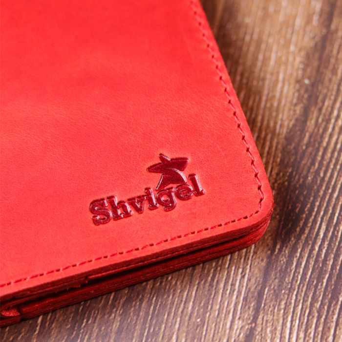 Женское винтажное кожаное портмоне Shvigel 16602 красное