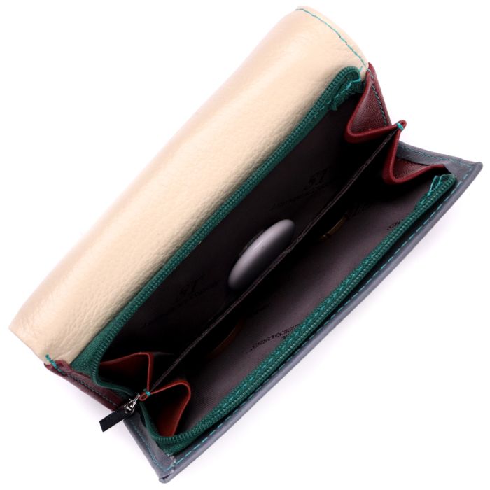 Необычный женский кожаный кошелек в три сложения ST Leather 19446 разноцветный