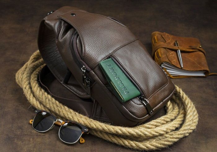 Сумка мужская кожаная через плечо 14390 Vintage коричневый