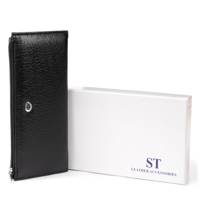 Горизонтальный тонкий кошелек из кожи унисекс ST Leather 19324 черный