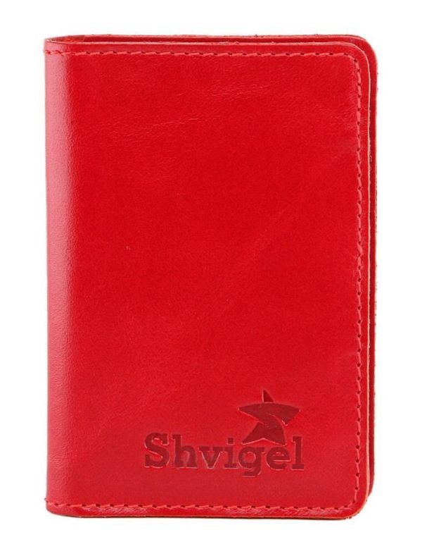 Стильна візитниця червоного кольору SHVIGEL 00116