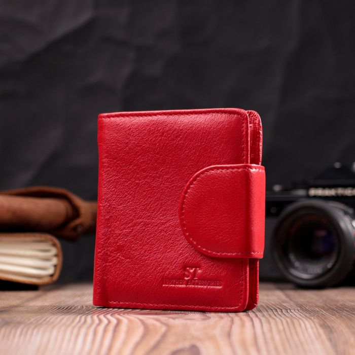Яркий женский кошелек вертикального типа из натуральной кожи ST Leather 22453 красный