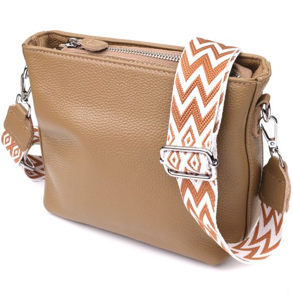 Жіноча шкіряна сумка на плече для повсякденного носіння Vintage 22912 бежева