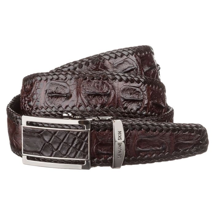 Ремінь-автомат з натуральної шкіри крокодила коричневий CROCODILE LEATHER 18171