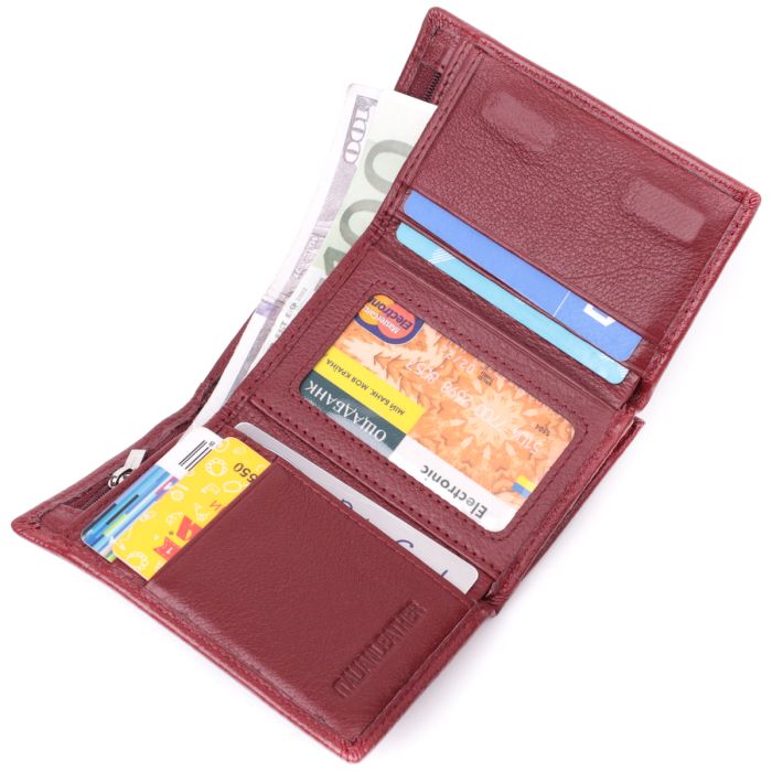 Кожаный женский кошелек в три сложения ST Leather 22489 бордовый
