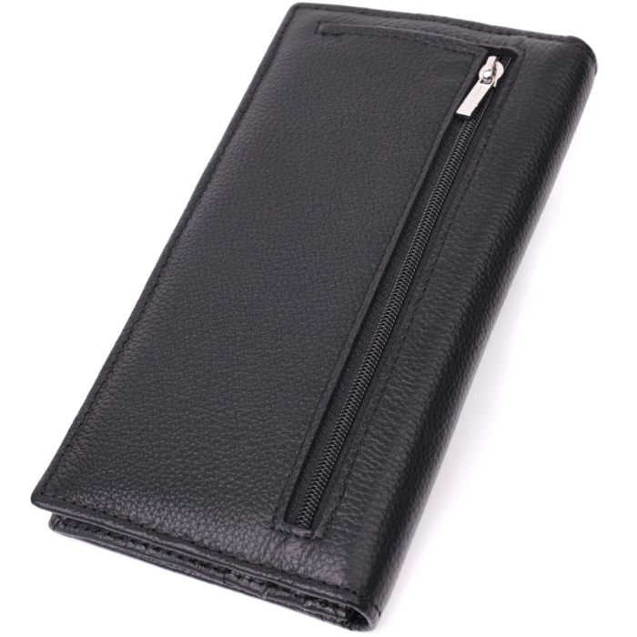 Жіночий вертикальний гаманець на магнітах із натуральної шкіри ST Leather 22538 чорний