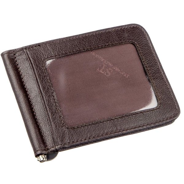 Зручний чоловічий затискач для купюр ST Leather 18938 коричневий