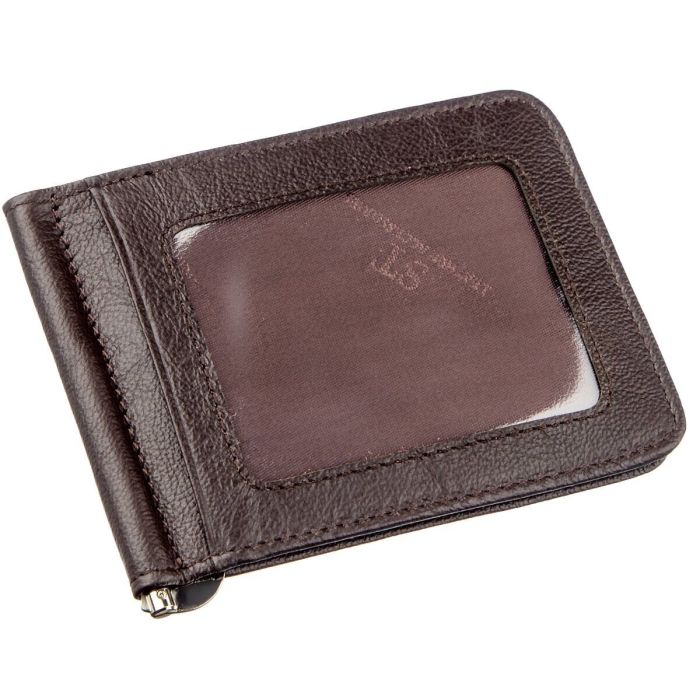 Удобный мужской зажим для купюр ST Leather 18938 коричневый