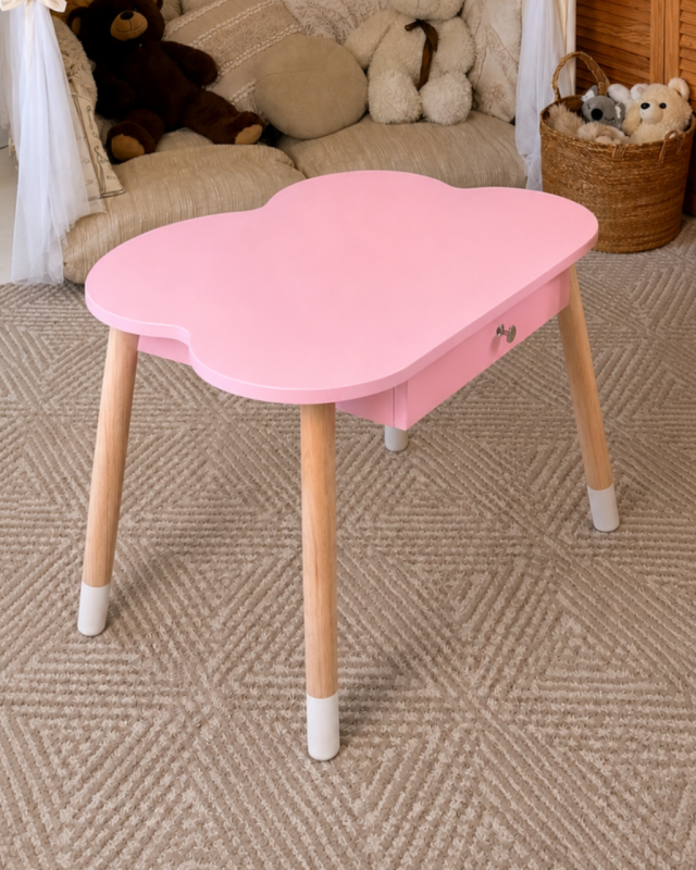 Дитячий стіл хмаринка з шухлядкою 68х50х46 , столик для дитячої кімнати, рожевий (1522)